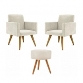 Kit Com 2 Poltronas Talita e 1 Puff Redondo