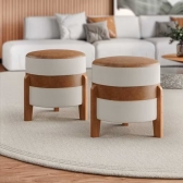 Jogo de Puff decorativo Ana com Tampo em corino ( par)