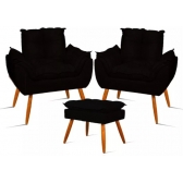 Kit com 2 Poltronas Opala 1 Lugar  mais 1 Puff.