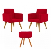 Kit Com 2 Poltronas Talita e 1 Puff Redondo