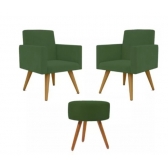 Kit Com 2 Poltronas Talita e 1 Puff Redondo