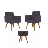 Kit Com 2 Poltronas Talita e 1 Puff Redondo